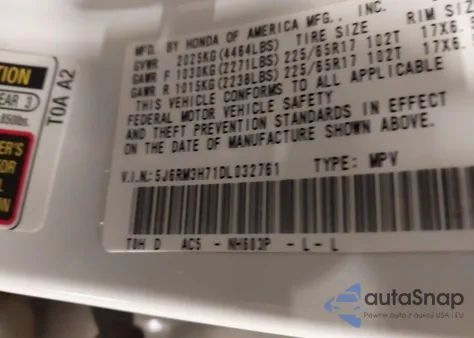 2013 Honda Cr-V Ex-L from USA, damaged, VIN 5J6RM3H71DL032761